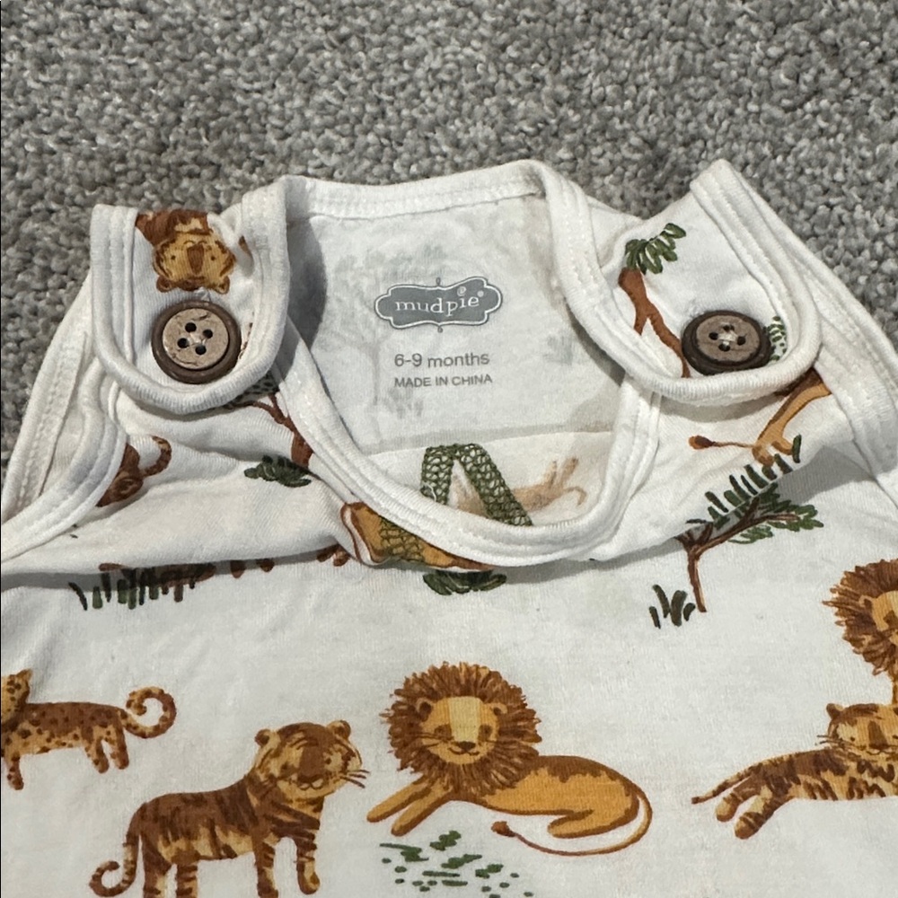 Mudpie safari lion tiger print tank bodysuit with button detail 6-9 months - Picture 2 of 4
